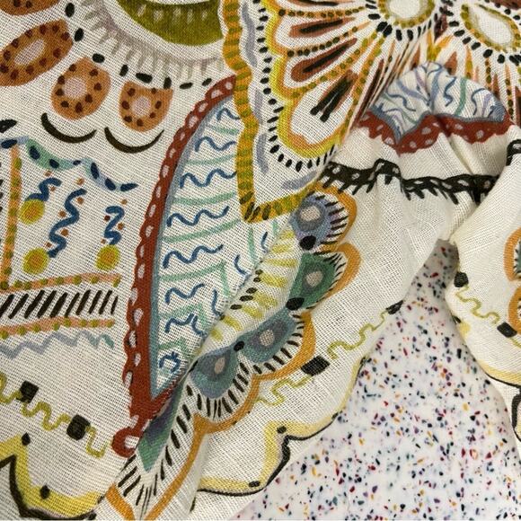 Zara Linen Blend Abstract Paisley Mini Flare Trouser Pant Women’s Size XL - Picture 12 of 14